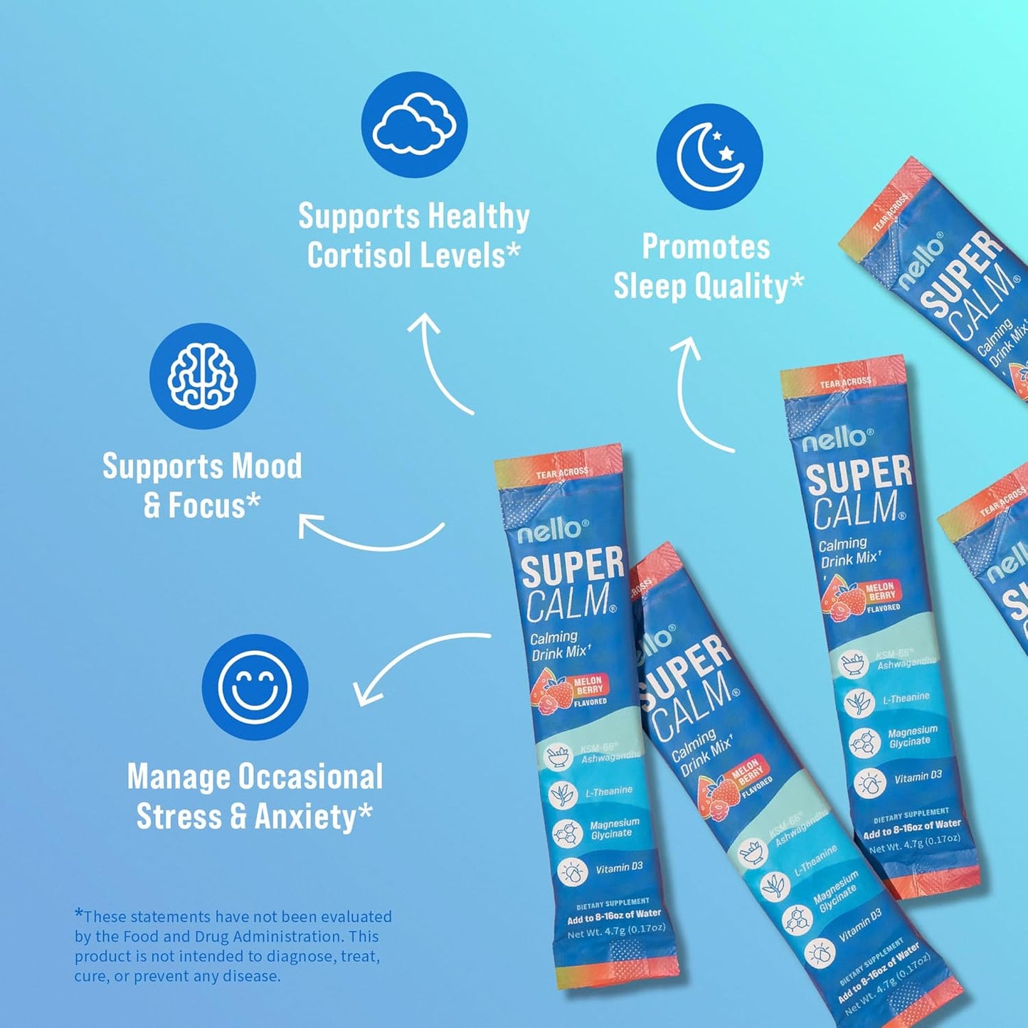 Nello Supercalm Powdered Drink Mix,Melon Berry