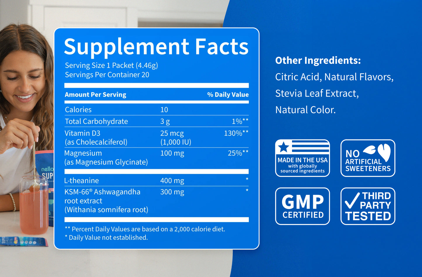Nello Supercalm Powdered Drink Mix,Melon Berry